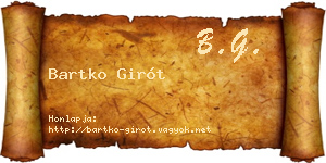 Bartko Girót névjegykártya